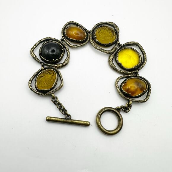 Casual Yellow Green Brown Boho Bracelet Costume Chain Link Jewelry - Picture 1 of 7